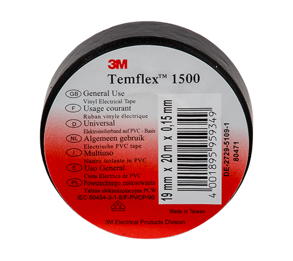 TEMFLEX 1500 ELECTRICAL TAPE 20M/19MM BLACK